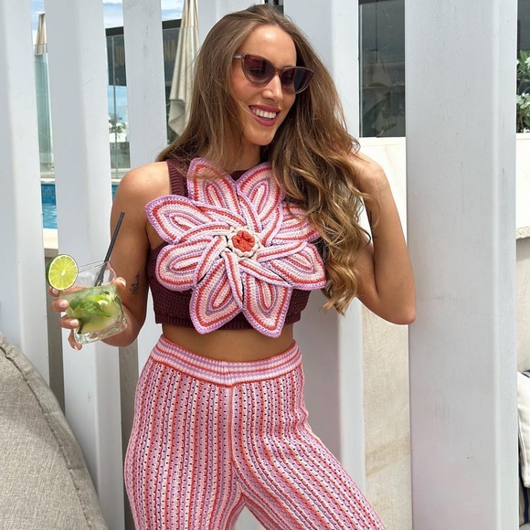 Zara Flower Crochet Knit Crop Top - Picture 9 of 17